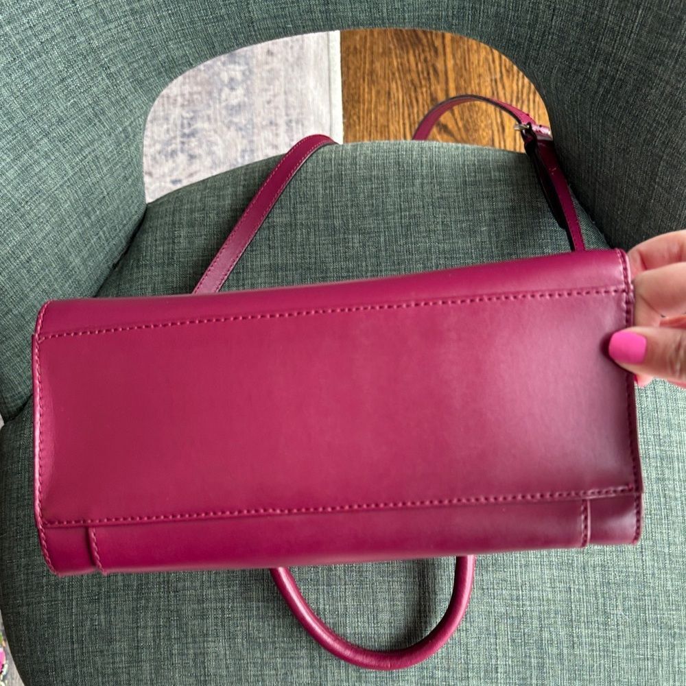 Kate Spade leather handle bag Fuchsia Pink Satchel crossbody purse EUC feminine - Picture 6 of 16